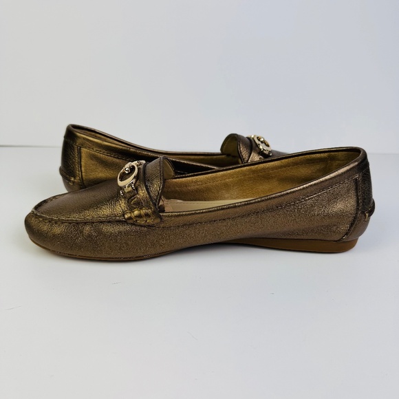 Coach Fortunata Gold-Tone Metallic Leather Loafers Shoes A3791 Women's Size 9B - Picture 10 of 11